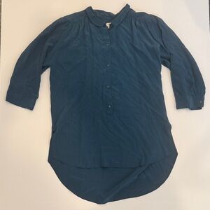 Wilfred 100% Silk Teal Button-Up Blouse